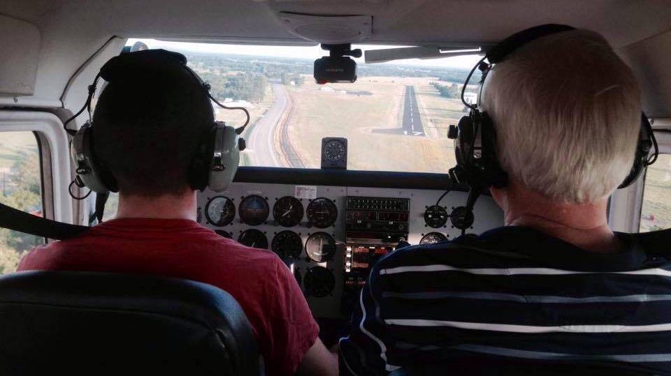 Photo of a Code 1 Flight Training flight student in a Cessna 172 cockpit